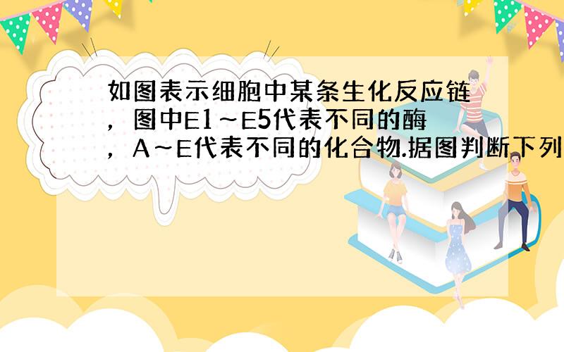 如图表示细胞中某条生化反应链，图中E1～E5代表不同的酶，A～E代表不同的化合物.据图判断下列叙述中正确的是（　　）