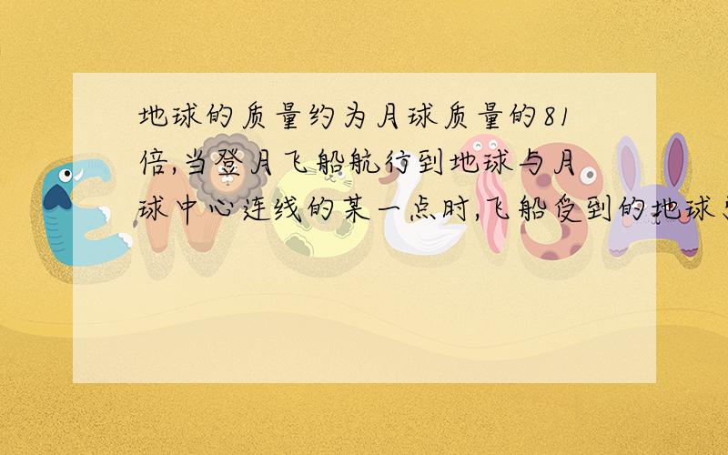 地球的质量约为月球质量的81倍,当登月飞船航行到地球与月球中心连线的某一点时,飞船受到的地球引力等于飞船受到的月球引力,