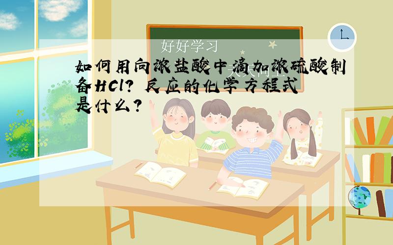 如何用向浓盐酸中滴加浓硫酸制备HCl? 反应的化学方程式是什么?