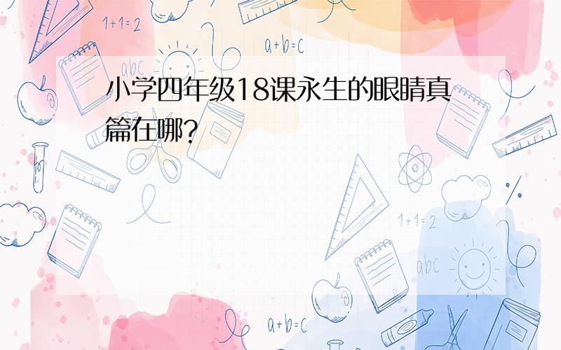 小学四年级18课永生的眼睛真篇在哪?