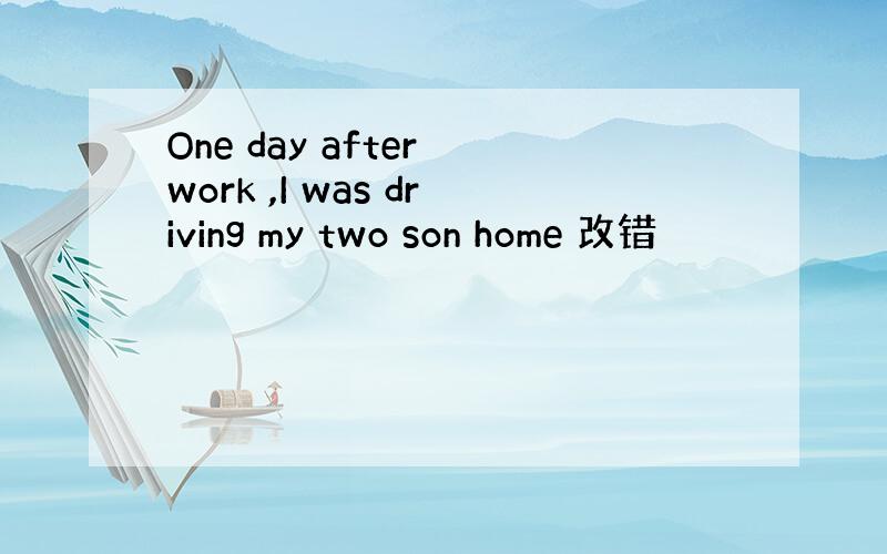 One day after work ,I was driving my two son home 改错