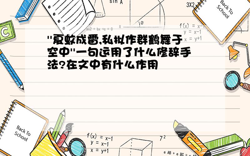 ''夏蚊成雷,私拟作群鹤舞于空中''一句运用了什么修辞手法?在文中有什么作用