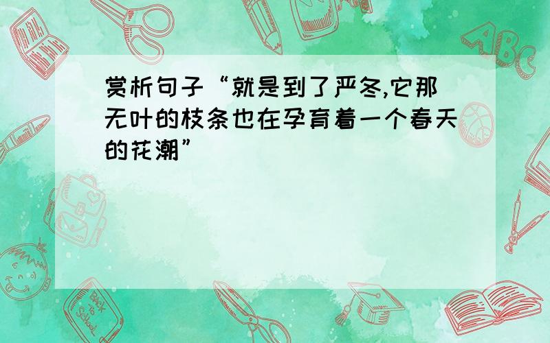 赏析句子“就是到了严冬,它那无叶的枝条也在孕育着一个春天的花潮”