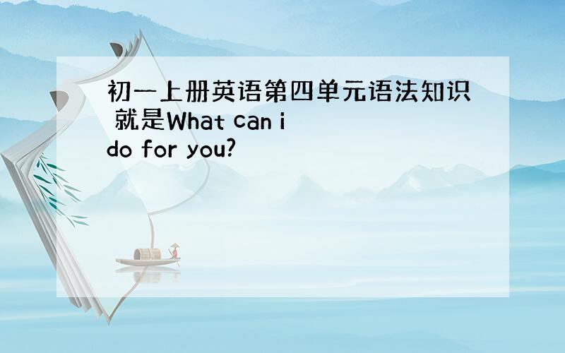 初一上册英语第四单元语法知识 就是What can i do for you?