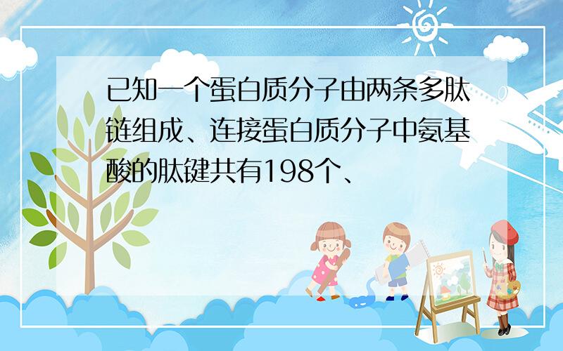 已知一个蛋白质分子由两条多肽链组成、连接蛋白质分子中氨基酸的肽键共有198个、