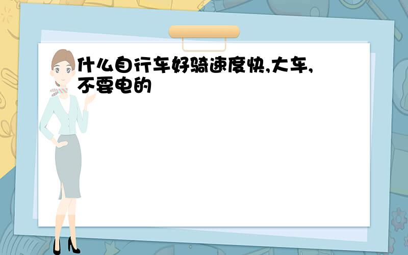 什么自行车好骑速度快,大车,不要电的