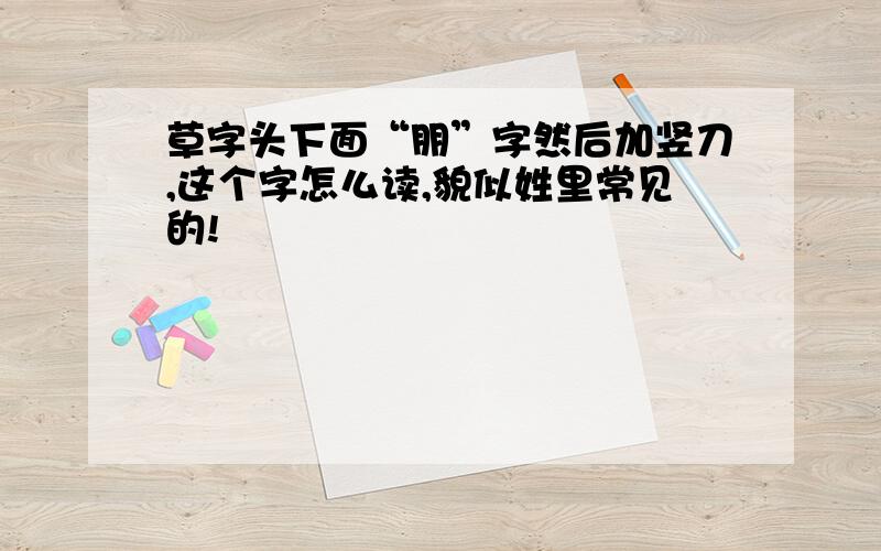 草字头下面“朋”字然后加竖刀,这个字怎么读,貌似姓里常见的!