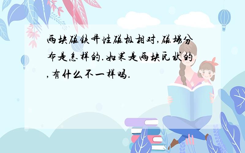 两块磁铁异性磁极相对,磁场分布是怎样的.如果是两块瓦状的,有什么不一样吗.