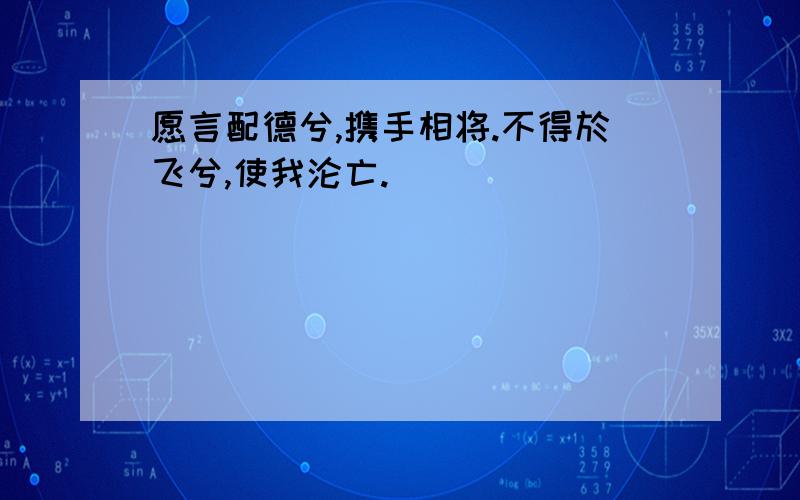 愿言配德兮,携手相将.不得於飞兮,使我沦亡.