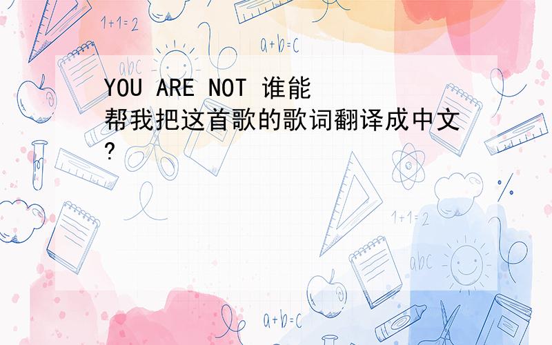 YOU ARE NOT 谁能帮我把这首歌的歌词翻译成中文?