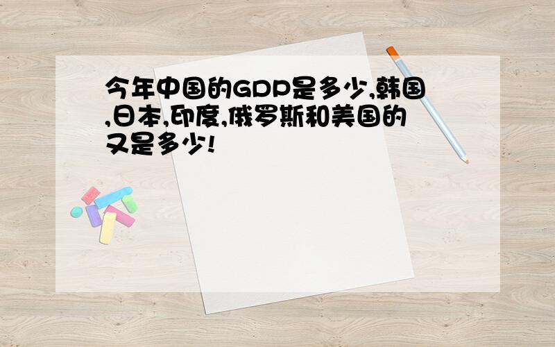 今年中国的GDP是多少,韩国,日本,印度,俄罗斯和美国的又是多少!