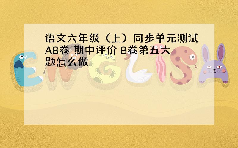 语文六年级（上）同步单元测试AB卷 期中评价 B卷第五大题怎么做