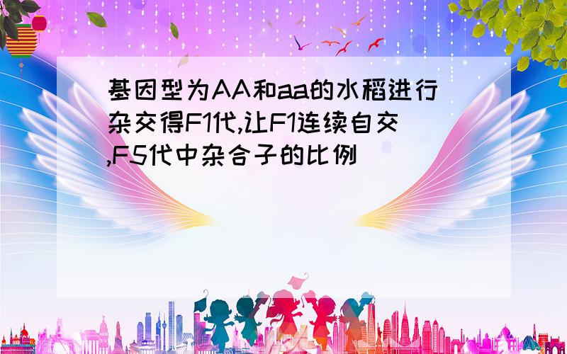 基因型为AA和aa的水稻进行杂交得F1代,让F1连续自交,F5代中杂合子的比例