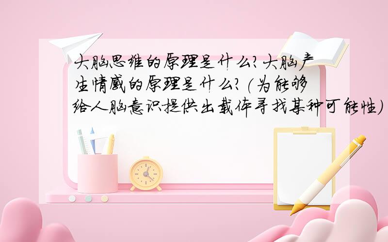 大脑思维的原理是什么?大脑产生情感的原理是什么?(为能够给人脑意识提供出载体寻找某种可能性)