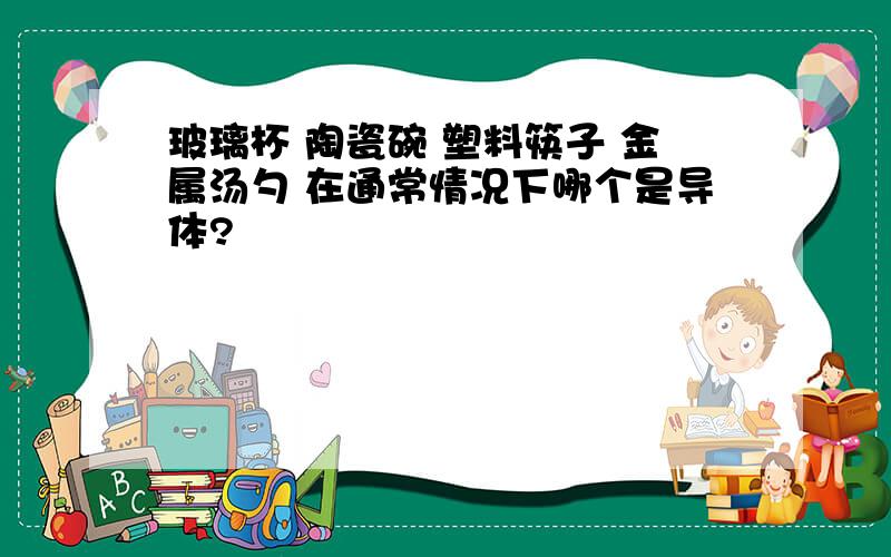 玻璃杯 陶瓷碗 塑料筷子 金属汤勺 在通常情况下哪个是导体?