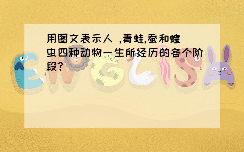 用图文表示人 ,青蛙,蚕和蝗虫四种动物一生所经历的各个阶段?