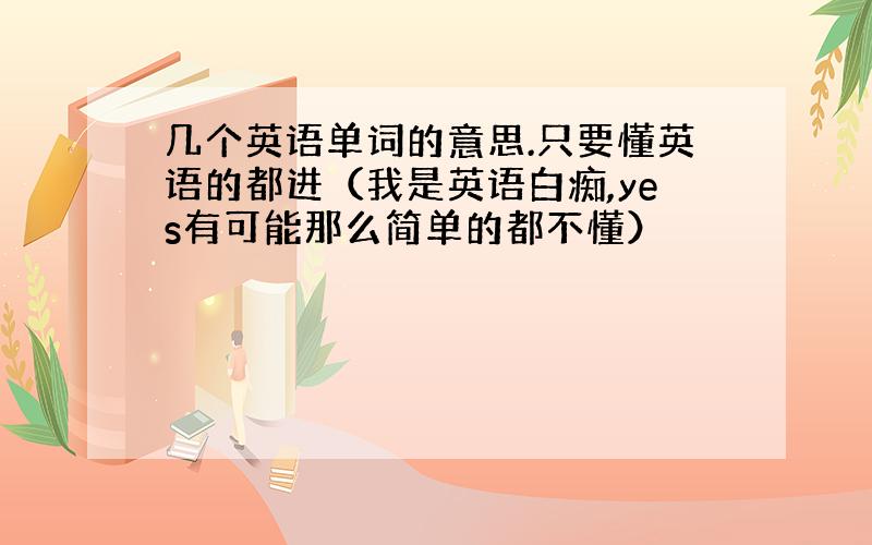 几个英语单词的意思.只要懂英语的都进（我是英语白痴,yes有可能那么简单的都不懂）