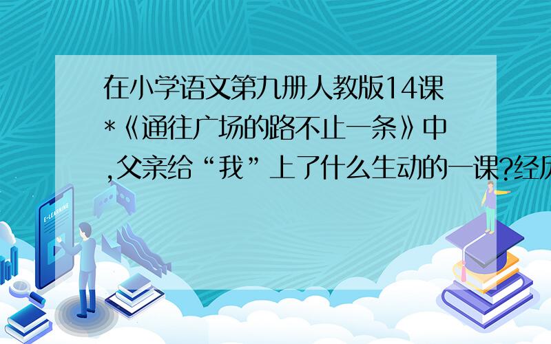 在小学语文第九册人教版14课*《通往广场的路不止一条》中,父亲给“我”上了什么生动的一课?经历困难后,