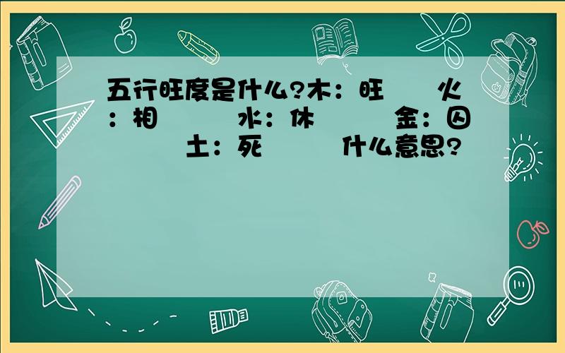 五行旺度是什么?木：旺　　火：相　　　水：休　　　金：囚　　　土：死　　　什么意思?