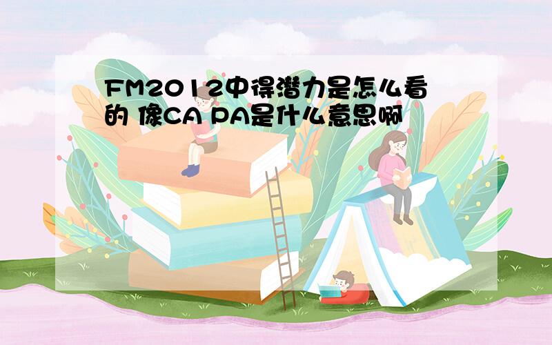 FM2012中得潜力是怎么看的 像CA PA是什么意思啊