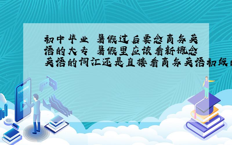 初中毕业 暑假过后要念商务英语的大专 暑假里应该看新概念英语的词汇还是直接看商务英语初级的词汇