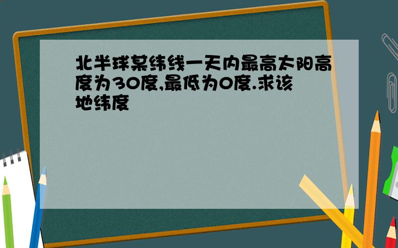 北半球某纬线一天内最高太阳高度为30度,最低为0度.求该地纬度