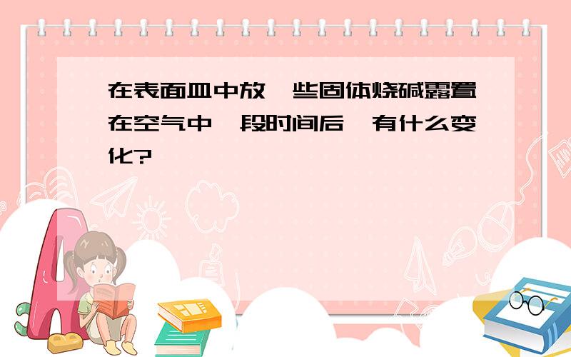 在表面皿中放一些固体烧碱露置在空气中一段时间后,有什么变化?