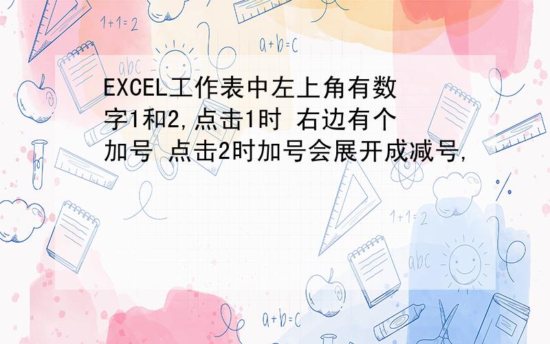 EXCEL工作表中左上角有数字1和2,点击1时 右边有个加号 点击2时加号会展开成减号,