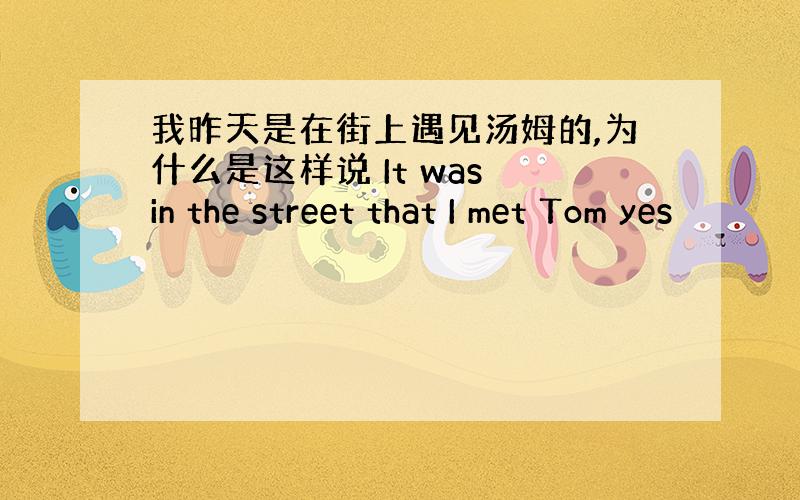 我昨天是在街上遇见汤姆的,为什么是这样说 It was in the street that I met Tom yes