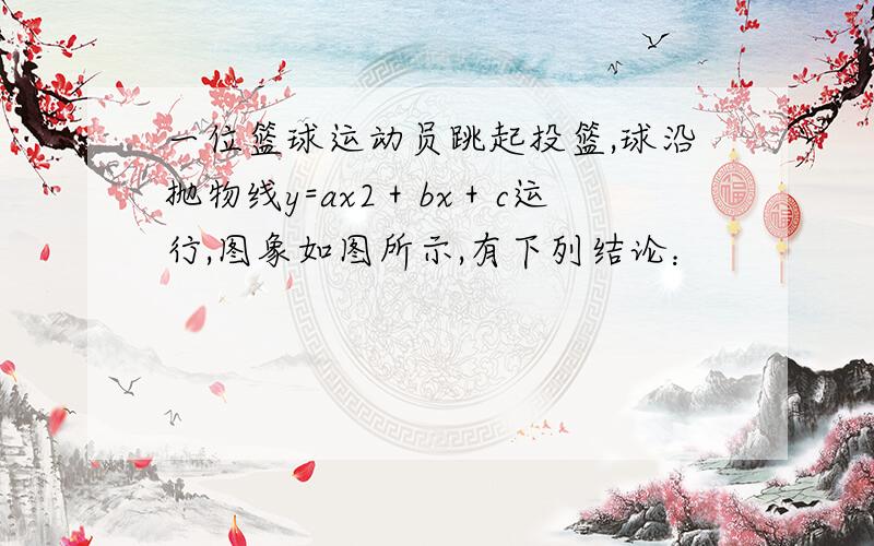 一位篮球运动员跳起投篮,球沿抛物线y=ax2＋bx＋c运行,图象如图所示,有下列结论：