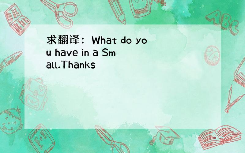 求翻译：What do you have in a Small.Thanks