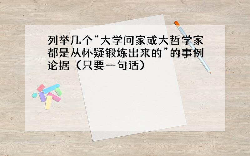 列举几个“大学问家或大哲学家都是从怀疑锻炼出来的”的事例论据（只要一句话）