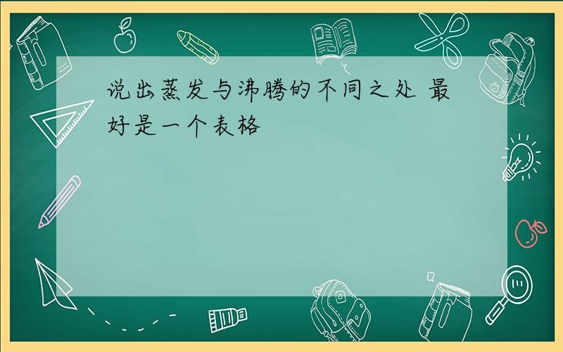 说出蒸发与沸腾的不同之处 最好是一个表格