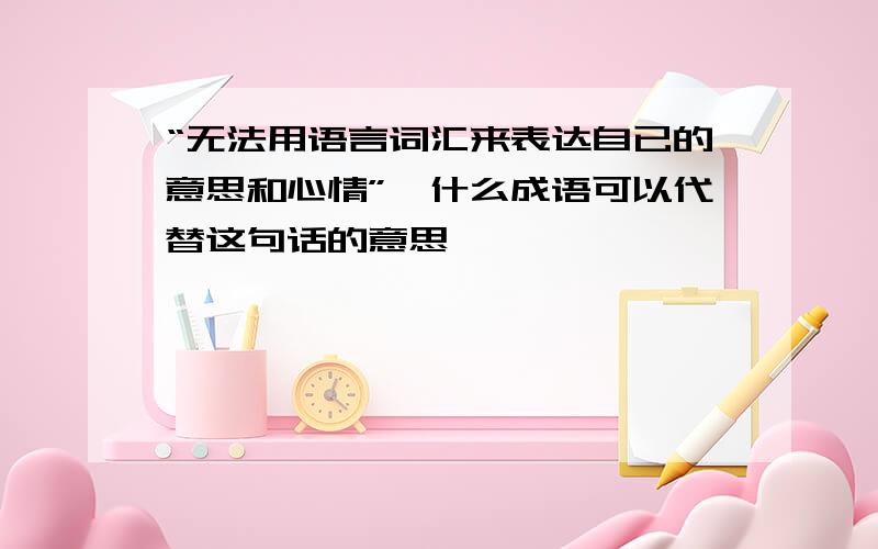 “无法用语言词汇来表达自已的意思和心情”,什么成语可以代替这句话的意思