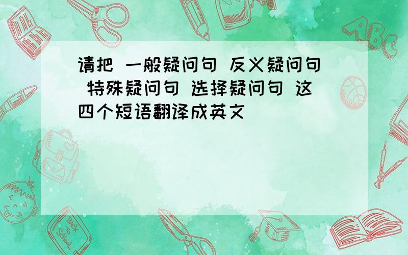 请把 一般疑问句 反义疑问句 特殊疑问句 选择疑问句 这四个短语翻译成英文