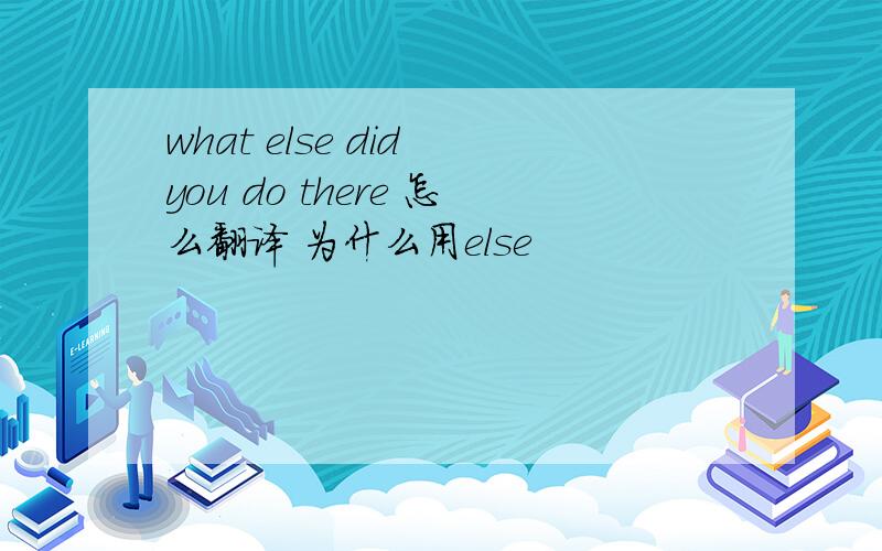 what else did you do there 怎么翻译 为什么用else