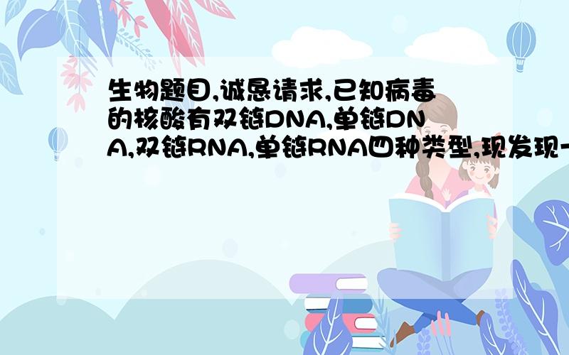 生物题目,诚恳请求,已知病毒的核酸有双链DNA,单链DNA,双链RNA,单链RNA四种类型,现发现一种病毒,确定类型,怎