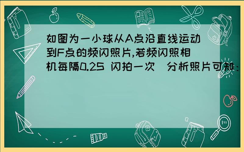 如图为一小球从A点沿直线运动到F点的频闪照片,若频闪照相机每隔0.2S 闪拍一次．分析照片可知：小球从A点到D平圴速度是