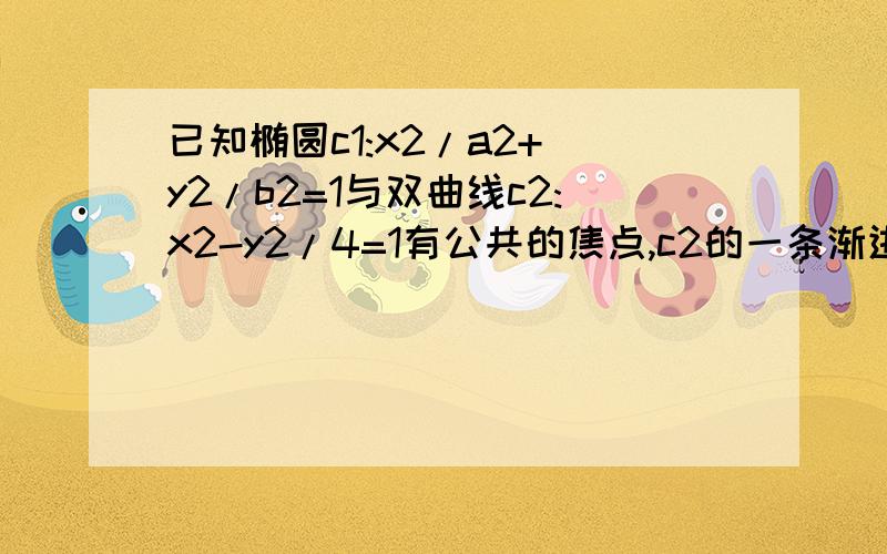 已知椭圆c1:x2/a2+ y2/b2=1与双曲线c2:x2-y2/4=1有公共的焦点,c2的一条渐进线与以c1的长轴为