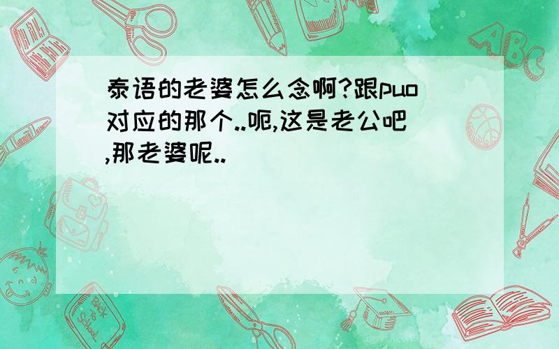 泰语的老婆怎么念啊?跟puo对应的那个..呃,这是老公吧,那老婆呢..