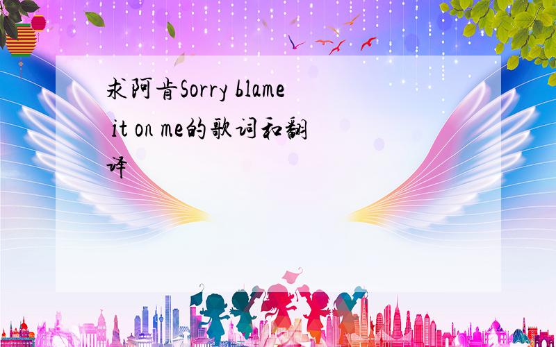 求阿肯Sorry blame it on me的歌词和翻译