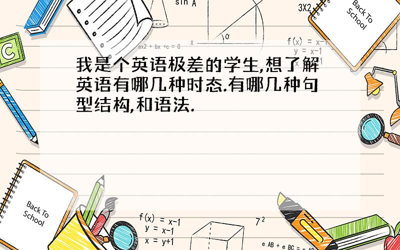 我是个英语极差的学生,想了解英语有哪几种时态.有哪几种句型结构,和语法.