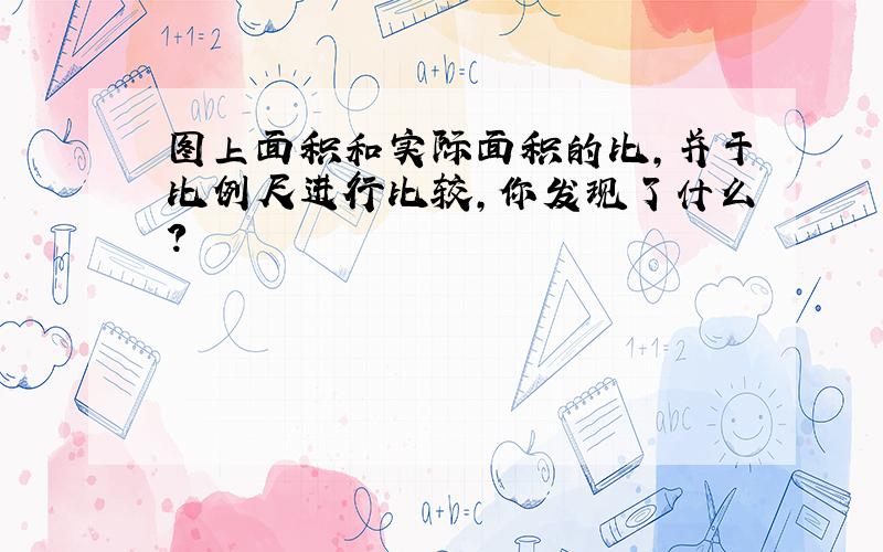 图上面积和实际面积的比,并于比例尺进行比较,你发现了什么?