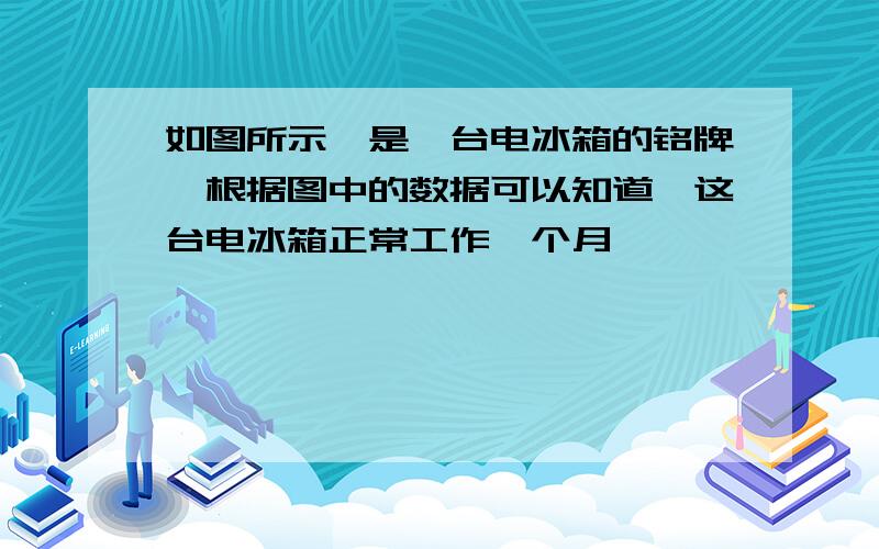 如图所示,是一台电冰箱的铭牌,根据图中的数据可以知道,这台电冰箱正常工作一个月