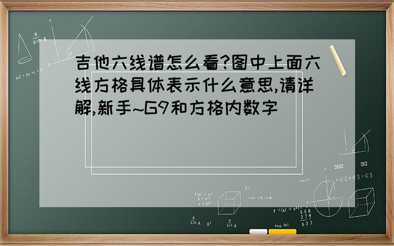 吉他六线谱怎么看?图中上面六线方格具体表示什么意思,请详解,新手~G9和方格内数字