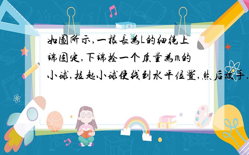 如图所示,一根长为L的细绳上端固定,下端拴一个质量为m的小球,拉起小球使线到水平位置,然后放手.