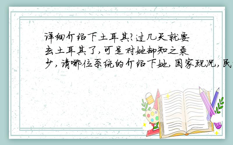 详细介绍下土耳其?过几天就要去土耳其了,可是对她却知之乘少,请哪位系统的介绍下她,国家现况,民族构成,语言,名胜,民族风