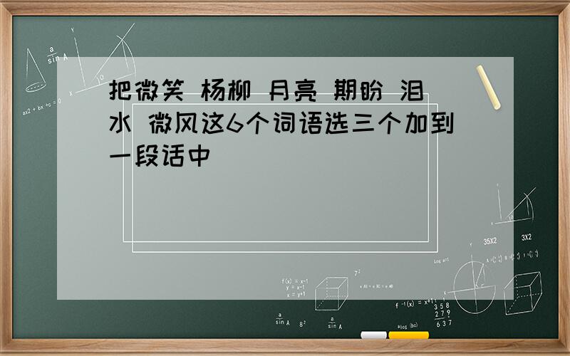 把微笑 杨柳 月亮 期盼 泪水 微风这6个词语选三个加到一段话中