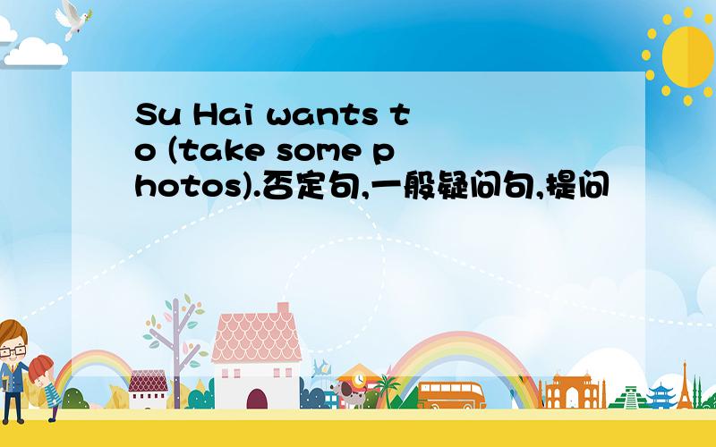 Su Hai wants to (take some photos).否定句,一般疑问句,提问