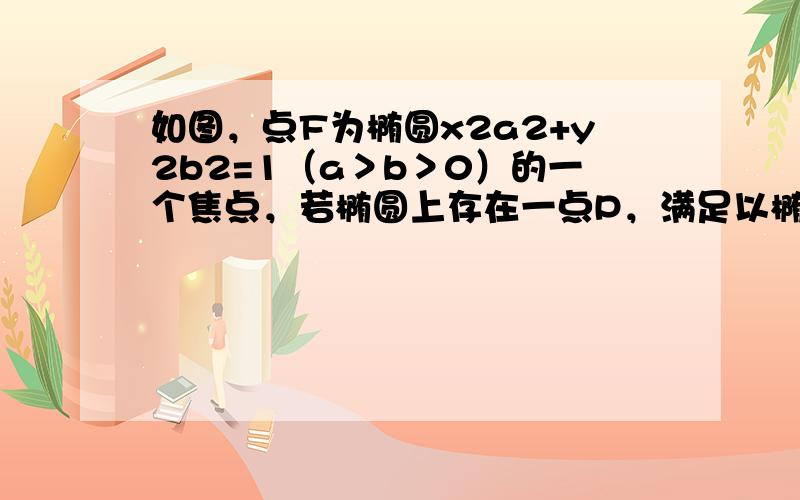 如图，点F为椭圆x2a2+y2b2=1（a＞b＞0）的一个焦点，若椭圆上存在一点P，满足以椭圆短轴为直径的圆与线段PF相